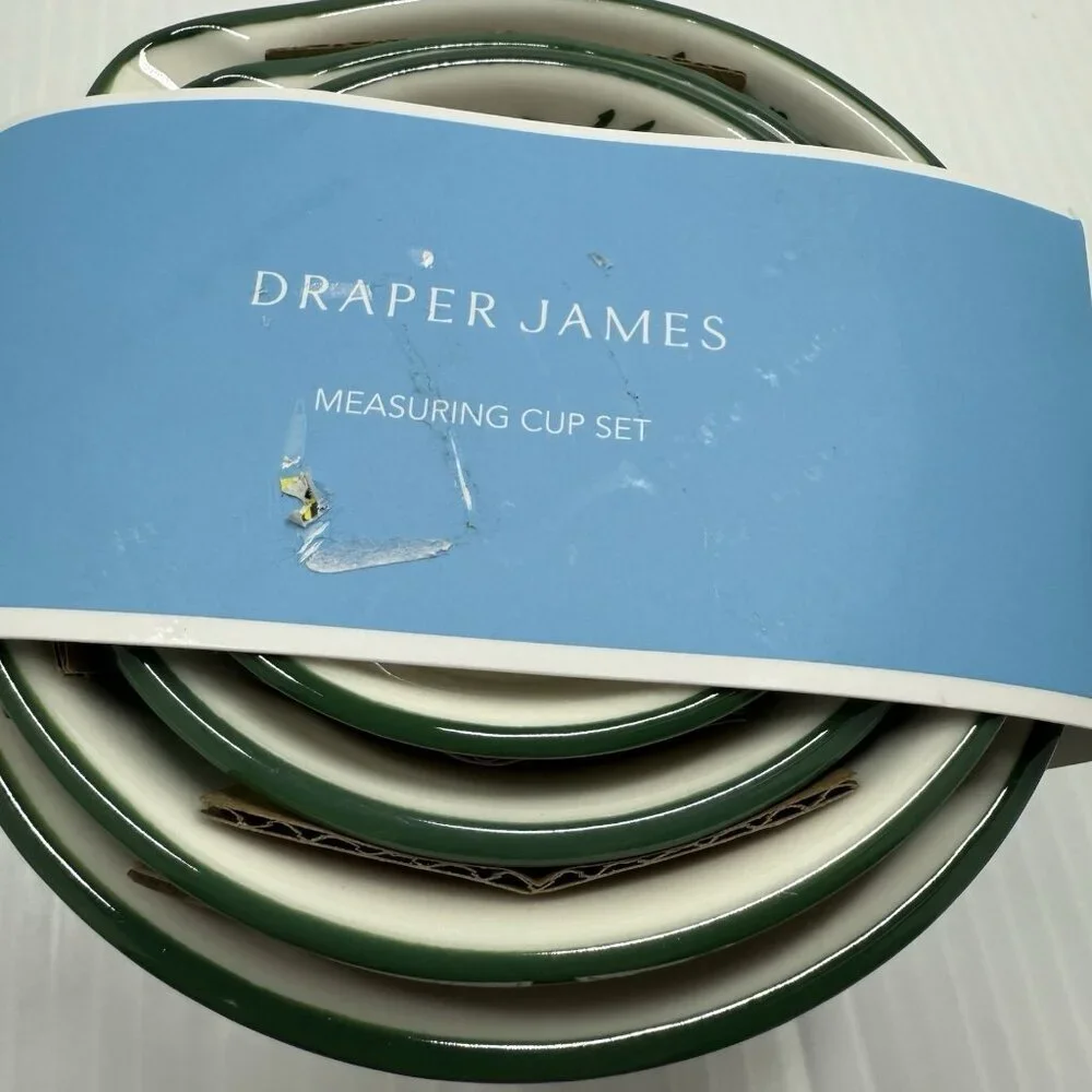 Draper James Green Gingham Floral Ceramic Measuring Cups Set 4 New Boxed Gift